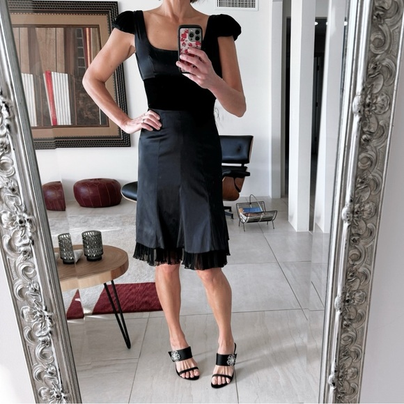 Vintage Louis Verdad Knee High Cocktail Dress Black Silk Size XS - Picture 1 of 14